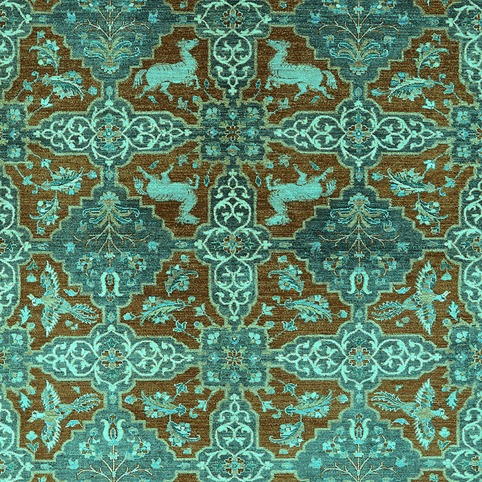 Machine Washable Oriental Turquoise Industrial Area Rugs, wshurb1381turq