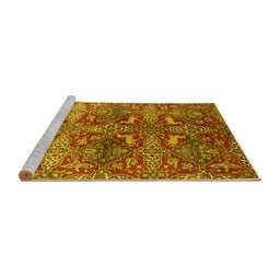 Sideview of Machine Washable Oriental Yellow Industrial Rug, wshurb1381yw