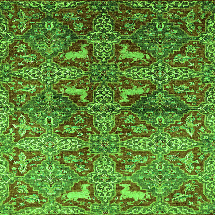 Square Oriental Green Industrial Rug, urb1381grn