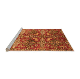 Sideview of Machine Washable Oriental Orange Industrial Area Rugs, wshurb1381org