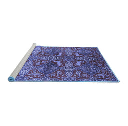 Sideview of Machine Washable Oriental Blue Industrial Rug, wshurb1381blu