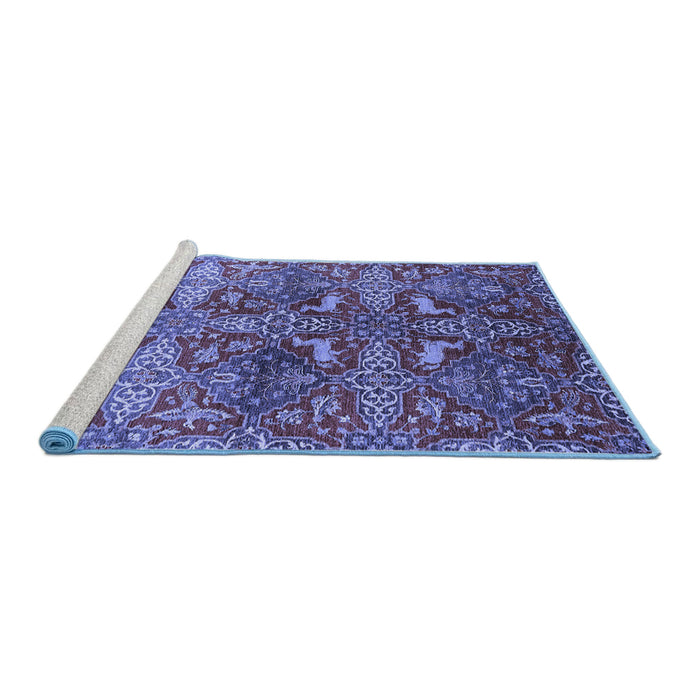 Sideview of Machine Washable Oriental Blue Industrial Rug, wshurb1381blu