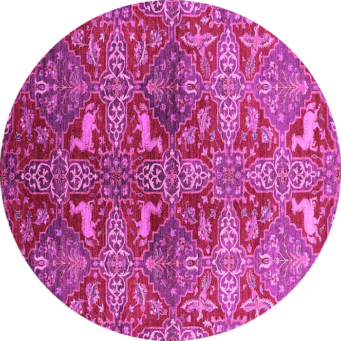 Round Oriental Pink Industrial Rug, urb1381pnk
