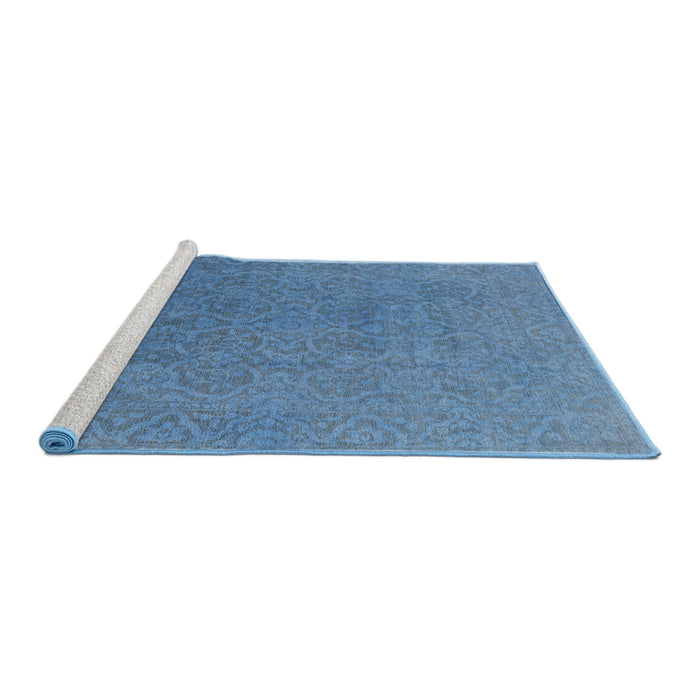 Sideview of Machine Washable Industrial Modern Iceberg Blue Rug, wshurb1382