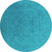 Round Machine Washable Persian Turquoise Bohemian Area Rugs, wshurb1382turq