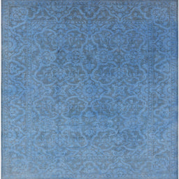 Square Mid-Century Modern Iceberg Blue Persian Rug, urb1382