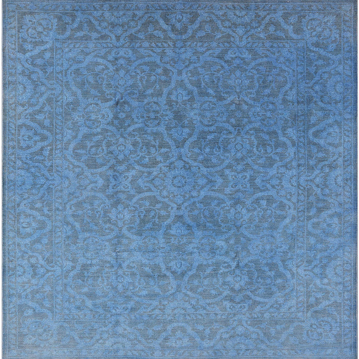 Square Mid-Century Modern Iceberg Blue Persian Rug, urb1382