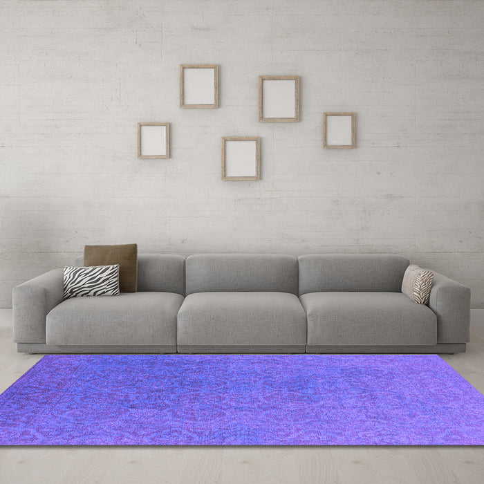 Machine Washable Persian Purple Bohemian Area Rugs in a Living Room, wshurb1382pur