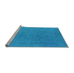 Sideview of Machine Washable Persian Light Blue Bohemian Rug, wshurb1382lblu