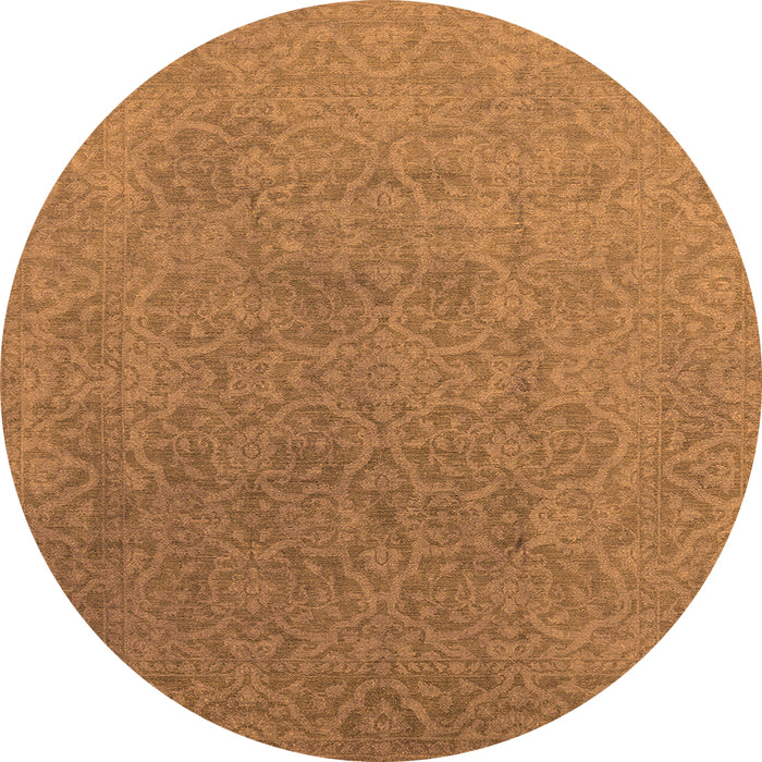 Round Machine Washable Persian Orange Bohemian Area Rugs, wshurb1382org