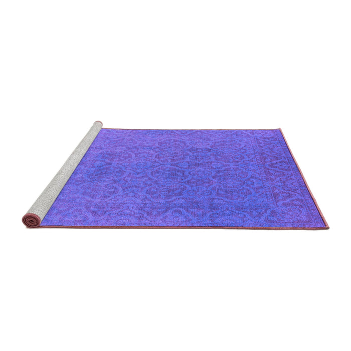 Sideview of Machine Washable Persian Purple Bohemian Area Rugs, wshurb1382pur