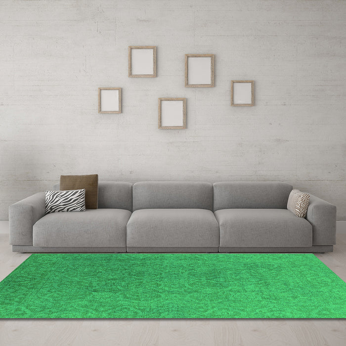 Machine Washable Persian Green Bohemian Area Rugs in a Living Room,, wshurb1382grn