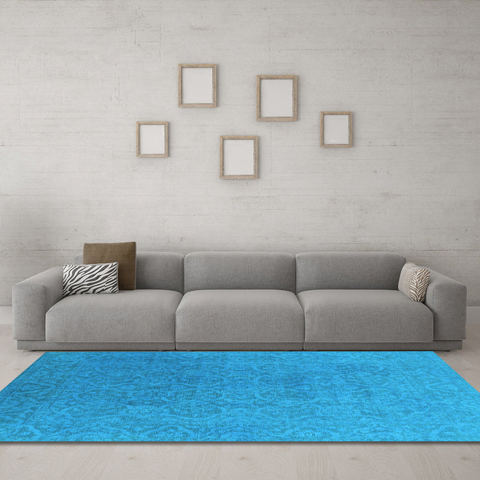 Machine Washable Persian Light Blue Bohemian Rug in a Living Room, wshurb1382lblu