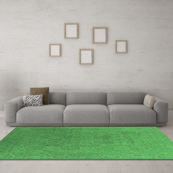 Machine Washable Persian Emerald Green Bohemian Area Rugs in a Living Room,, wshurb1382emgrn