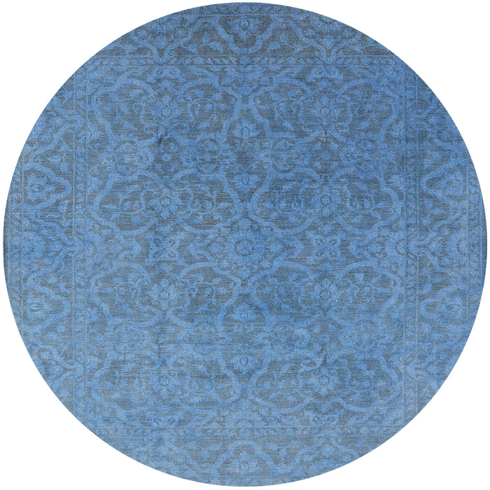 Round Machine Washable Industrial Modern Iceberg Blue Rug, wshurb1382