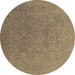 Round Persian Brown Bohemian Rug, urb1382brn