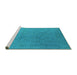 Sideview of Machine Washable Persian Turquoise Bohemian Area Rugs, wshurb1382turq