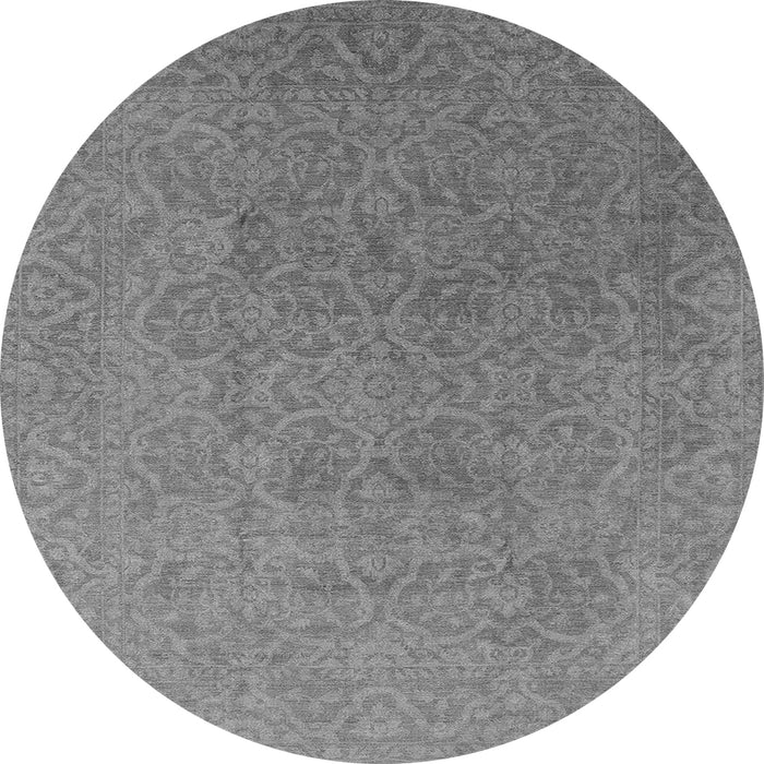 Round Machine Washable Persian Gray Bohemian Rug, wshurb1382gry
