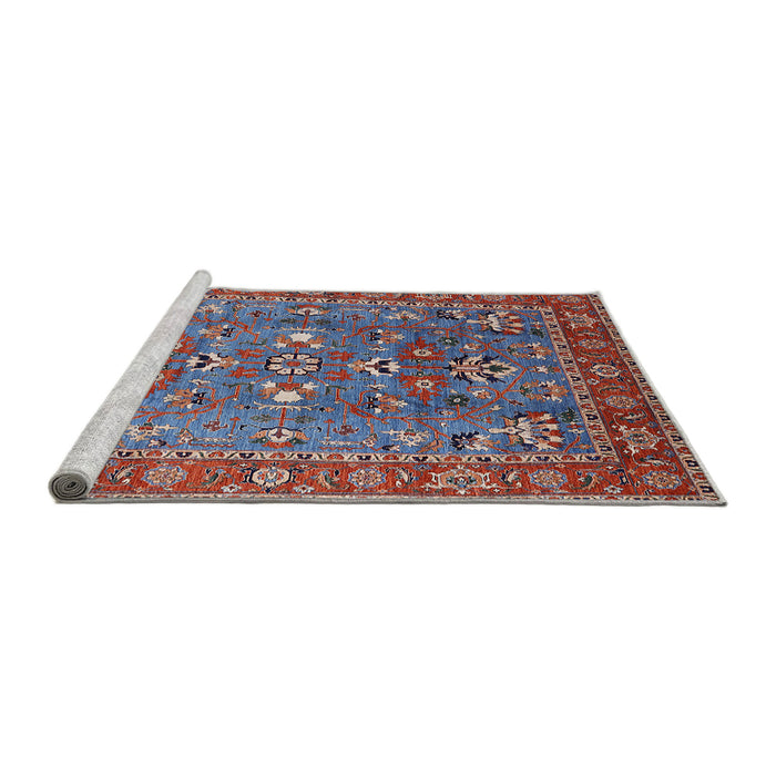Sideview of Machine Washable Industrial Modern Blue Gray Rug, wshurb1383
