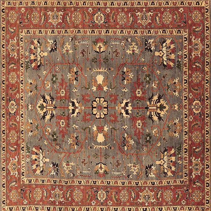 Square Oriental Brown Industrial Rug, urb1383brn