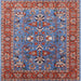 Square Mid-Century Modern Blue Gray Oriental Rug, urb1383