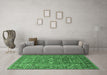 Machine Washable Oriental Emerald Green Industrial Area Rugs in a Living Room,, wshurb1383emgrn