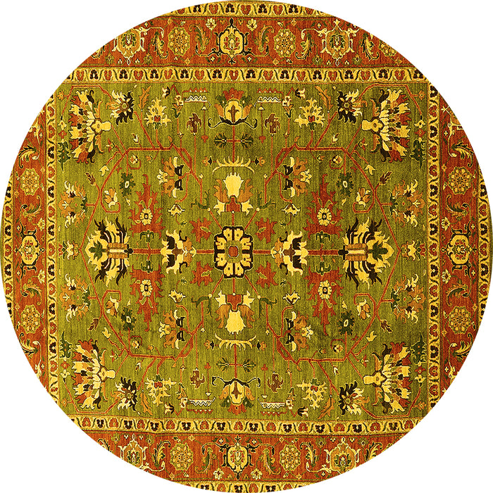 Round Oriental Yellow Industrial Rug, urb1383yw