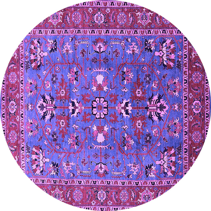 Round Machine Washable Oriental Purple Industrial Area Rugs, wshurb1383pur