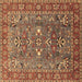 Square Machine Washable Oriental Brown Industrial Rug, wshurb1383brn