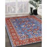 Mid-Century Modern Blue Gray Oriental Rug, urb1383