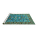 Sideview of Machine Washable Oriental Turquoise Industrial Area Rugs, wshurb1383turq