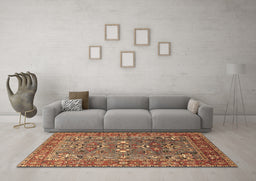 Machine Washable Oriental Brown Industrial Rug in a Living Room,, wshurb1383brn