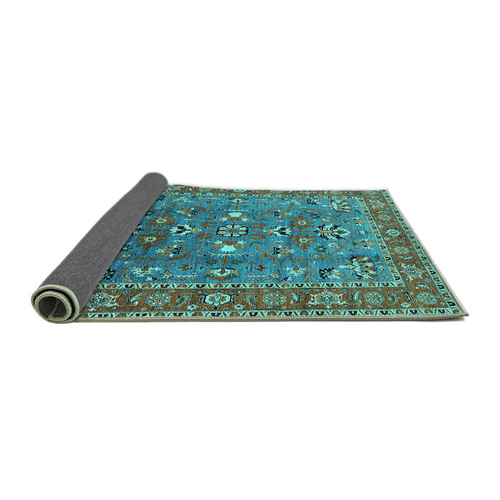 Sideview of Oriental Turquoise Industrial Rug, urb1383turq