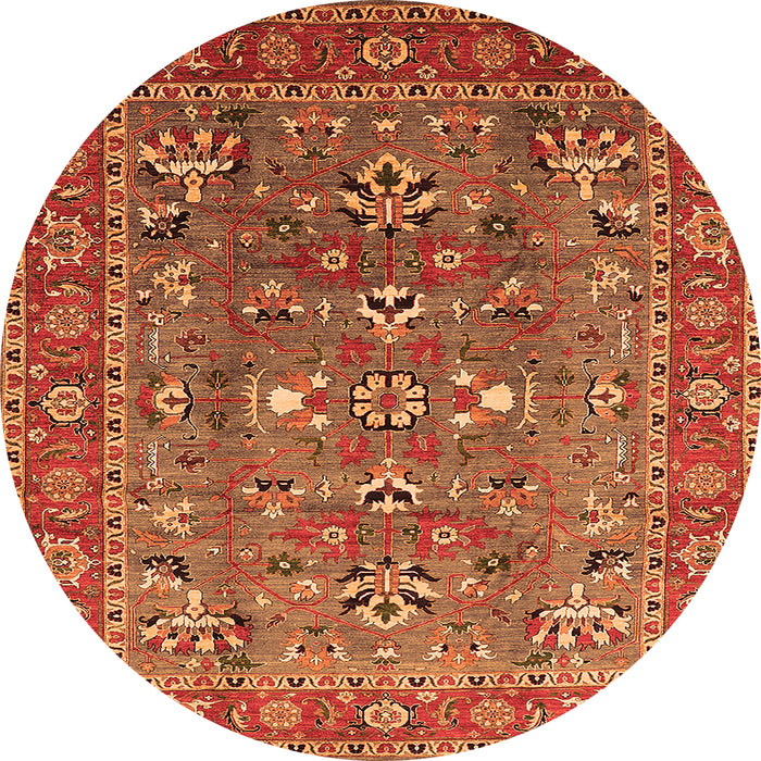 Round Oriental Orange Industrial Rug, urb1383org