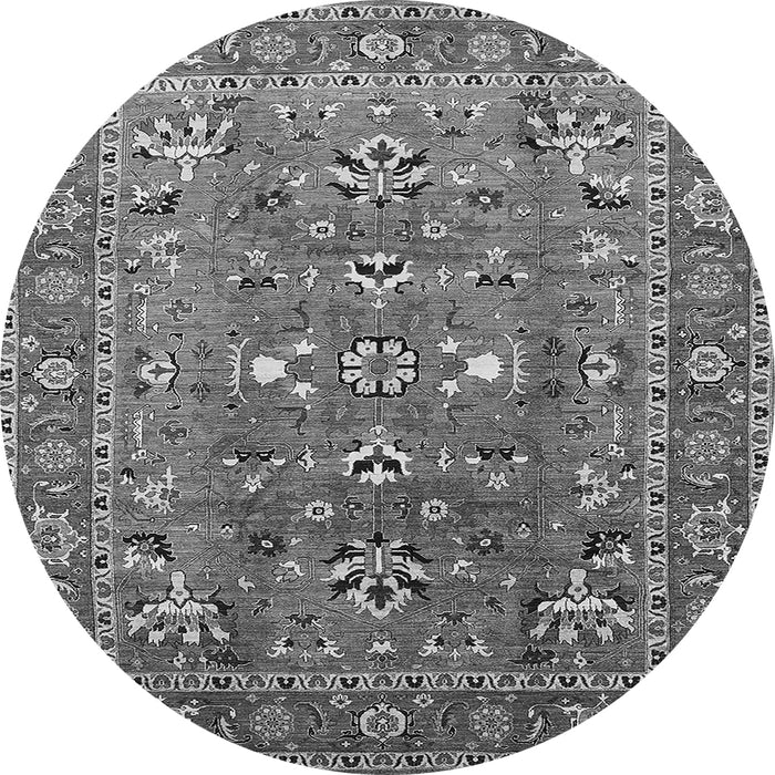 Round Oriental Gray Industrial Rug, urb1383gry
