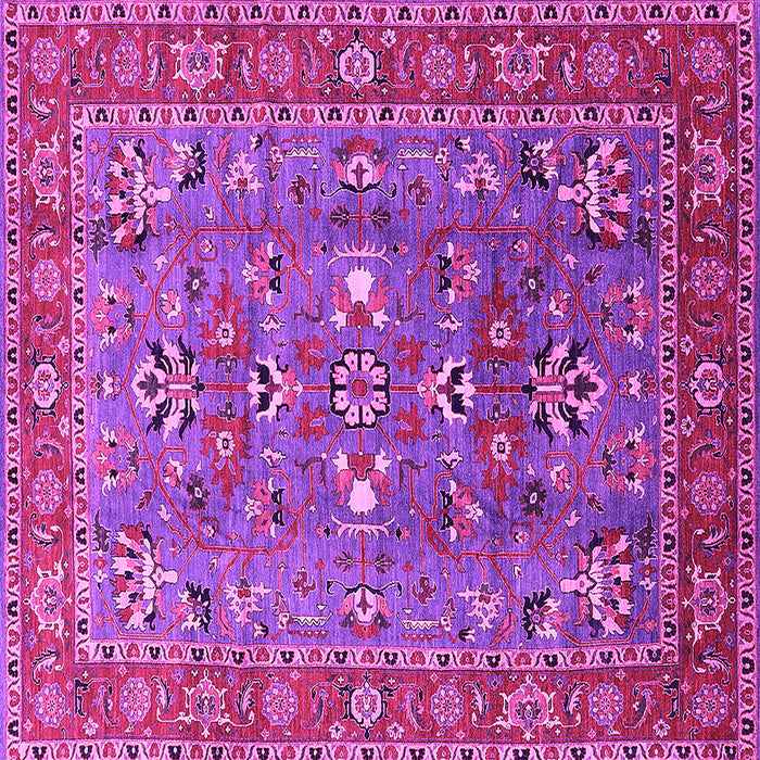 Square Machine Washable Oriental Pink Industrial Rug, wshurb1383pnk