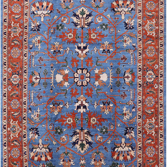 Mid-Century Modern Blue Gray Oriental Rug, urb1383