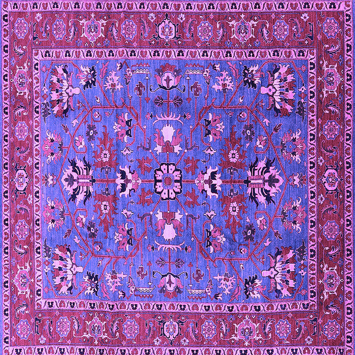 Square Machine Washable Oriental Purple Industrial Area Rugs, wshurb1383pur