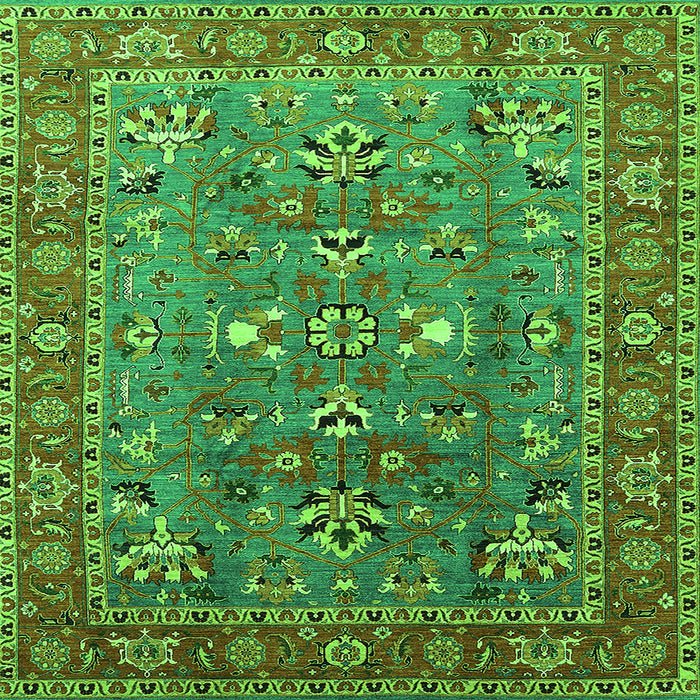 Square Oriental Green Industrial Rug, urb1383grn