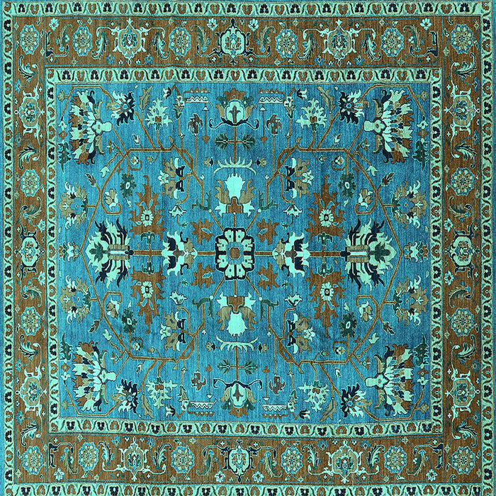 Square Oriental Turquoise Industrial Rug, urb1383turq