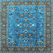 Square Machine Washable Oriental Light Blue Industrial Rug, wshurb1383lblu