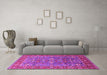 Machine Washable Oriental Pink Industrial Rug in a Living Room, wshurb1383pnk