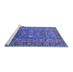 Sideview of Machine Washable Oriental Blue Industrial Rug, wshurb1383blu