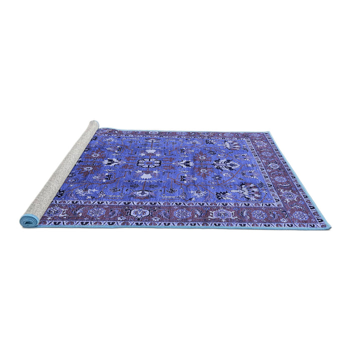 Sideview of Machine Washable Oriental Blue Industrial Rug, wshurb1383blu