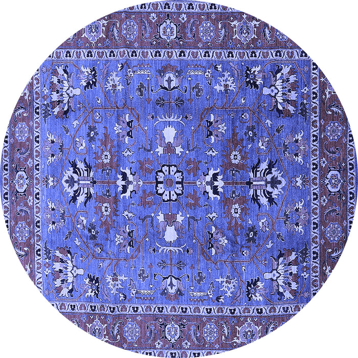 Round Oriental Blue Industrial Rug, urb1383blu