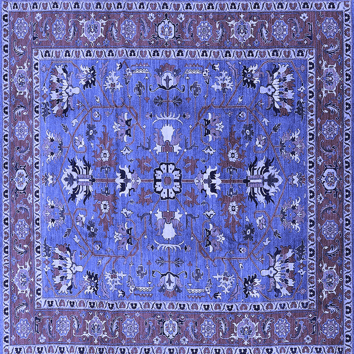 Square Machine Washable Oriental Blue Industrial Rug, wshurb1383blu
