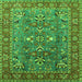 Square Machine Washable Oriental Green Industrial Area Rugs, wshurb1383grn