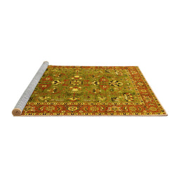 Sideview of Machine Washable Oriental Yellow Industrial Rug, wshurb1383yw