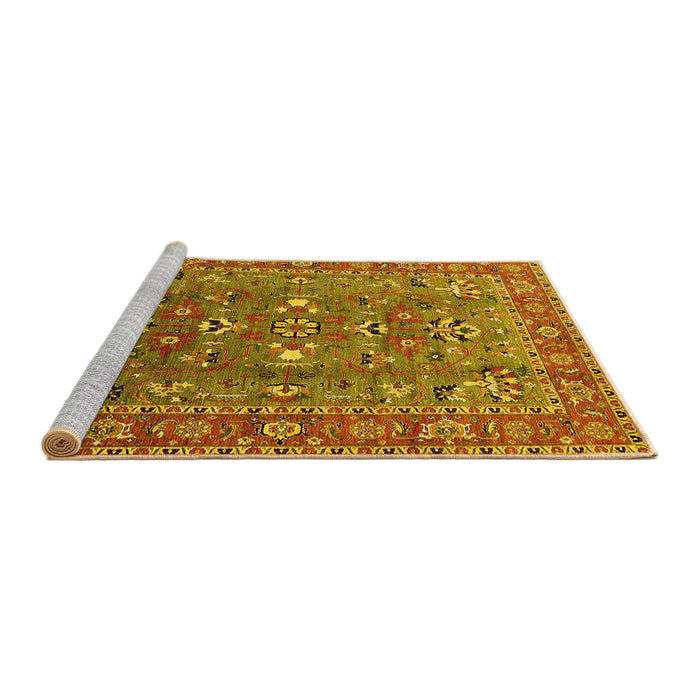 Sideview of Machine Washable Oriental Yellow Industrial Rug, wshurb1383yw