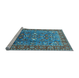 Sideview of Machine Washable Oriental Light Blue Industrial Rug, wshurb1383lblu
